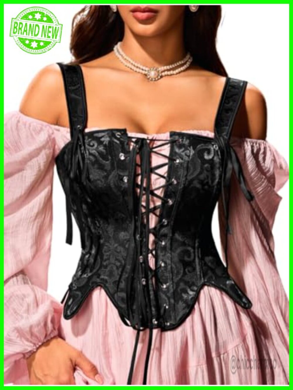 Floral Jacquard Corset Bustier Lace-Up Renaissance Costume